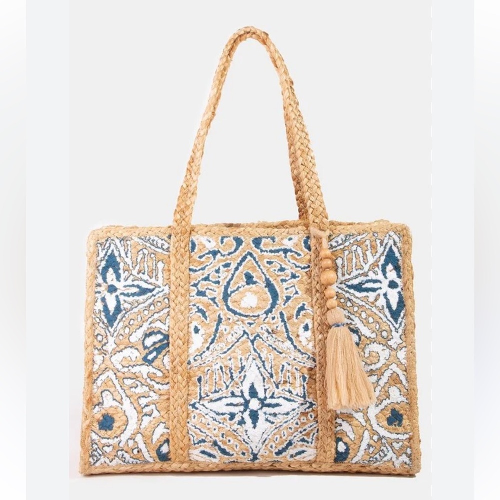 Antik Kraft Hand-Painted Jute Woven Tote Bag